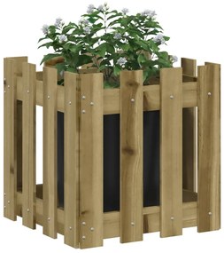 Vaso de jardim c/ design de cerca 40x40x40 cm pinho impregnado