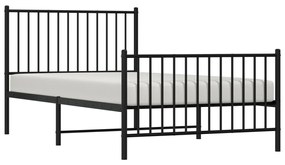 Estrutura de cama com cabeceira e pés 100x190 cm metal preto