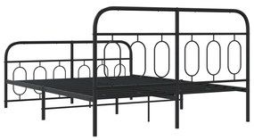 Estrutura de cama com cabeceira e pés 140x190 cm metal preto