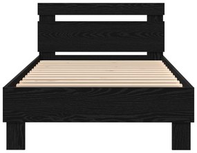 Estrutura de Cama com Luzes LED Carvalho Preto 90x190 cm Madeira Engen