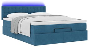 Estrutura de cama otomana com colchão 140x200 cm azul escuro