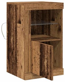 Lateral vidaXL com luzes LED Madeira velha 41x37x67 cm