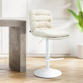 Banco de bar Damar em tecido com estrutura branca 94-116 x 42 x 56 cm Creme