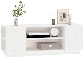 Móvel de TV 110x35x40,5 cm madeira de pinho maciça branco