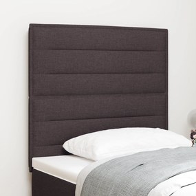 Cabeceira de LED Design Linhas Castanho Escuro 100 cm Tecido