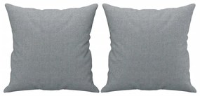 2 pcs conjunto de sofás com almofadas tecido cinzento-claro