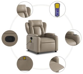 Poltrona de massagens reclinável couro artificial cappuccino