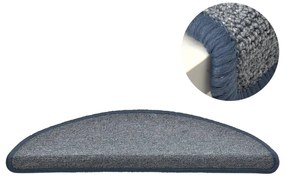 Tapete/carpete para degraus 15 pcs 56x17x3 cm cinza-claro/azul