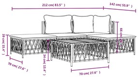 5 pcs conjunto lounge de jardim com almofadões aço antracite