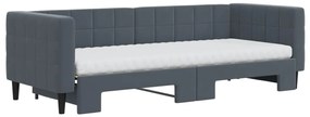 Sofá-cama c/ gavetão e colchões 80x200cm veludo cinzento-escuro