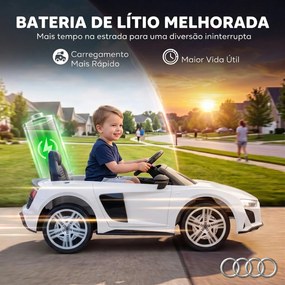 Carro Elétrico Infantil 2 a 5 anos Audi R8 Spider 12 V com Comando 2,4 GHz 2 Motores e Suspensão Traseira Branco