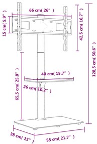 Suporte de canto para TV 32-65 polegadas c/ 2 prateleiras preto