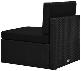 9 pcs conjunto lounge de jardim c/ almofadões vime PE preto