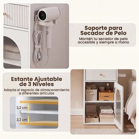 Toucador de Maquilhagem com Espelho, 106 x 40 x 134,5 cm, Iluminação Regulável, Branco