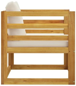 Cadeira de jardim com almofadões cor creme acácia maciça