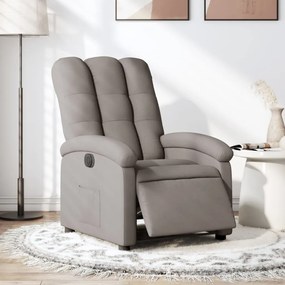 vidaXL Poltrona elétrica reclinável tecido cinzento-acastanhado