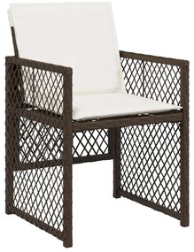 15 pcs conjunto jantar p/ jardim c/ almofadões vime PE castanho