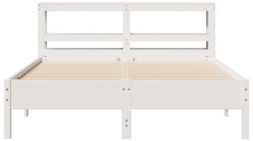 Cama sem colchão 135x190 cm madeira de pinho maciça branco