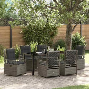 vidaXL Conjunto de Jantar de Jardim 7 Peças em Polirattan Cinza