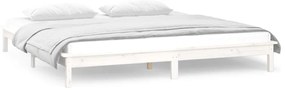 Estrutura de cama c/ LEDs 160x200 cm madeira maciça branco