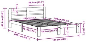 Cama sem colchão 120x200 cm madeira de pinho maciça