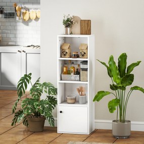 Estante de 4 Níveis Estante para Livros com Prateleiras Ajustáveis e Armário Estante Moderna 40x30x120 cm Branco