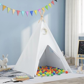 Tenda Teepee para Crianças com Bolsa Pêssego e Bolas de Brincar Branca