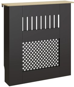 Cobertura para Radiadores Proteção Radiador de MDF 78x19x81 cm Desenho Moderno de Ripas Preto