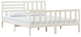 Estrutura de cama 160x200 cm madeira maciça branco