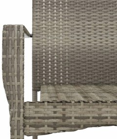 9 pcs conjunto jantar jardim c/ almofadões vime PE preto/cinza