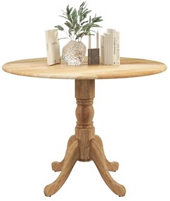 Mesa de jantar redonda de 100 cm para 4 pessoas em madeira de cauchu com base em pedestal para sala de estar e sala de jantar Cor Natural