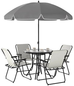 Conjunto de Jardim de 6 Peças – Soleil Crème – Creme e Preto – Mesa Ø8