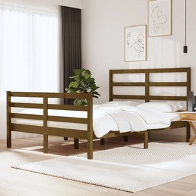 Estrutura de cama dupla pequena 120x190 cm pinho castanho mel