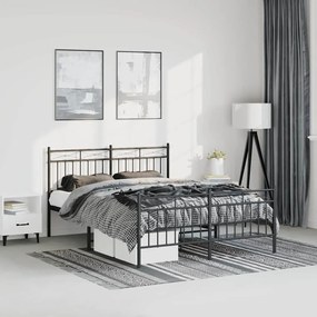 vidaXL Estrutura de cama com cabeceira e pés 150x200 cm metal preto