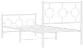 Estrutura de cama com cabeceira e pés 90x200 cm metal branco