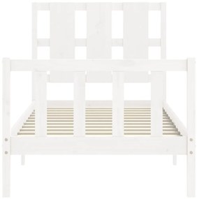 Estrutura de cama com cabeceira 90x190 cm madeira maciça branco