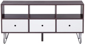 Móvel de TV com 3 gavetas e 3 prateleiras em madeira escura e branco FOSTON Beliani