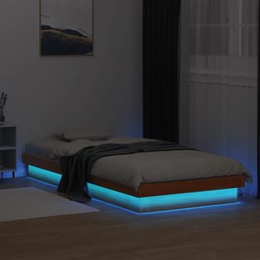 Estrutura de cama com LED 75x190 cm pinho maciço castanho-mel