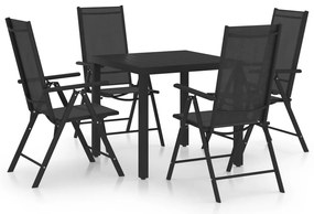 5 pcs conjunto de jantar para jardim alumínio preto