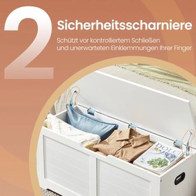 Caixa de arrumação com 2 dobradiças de segurança 40 x 100 x 46 cm branco