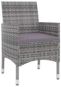 3 pcs conjunto de jantar p/ jardim c/almofadões vime PE e vidro