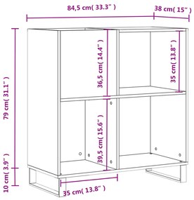 Armário para discos 84,5x38x89 cm derivados de madeira branco