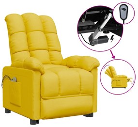 Poltrona reclinável elétrica de massagens tecido amarelo