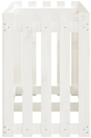 Canteiro elevado c/design cerca 150x50x70 pinho maciço branco
