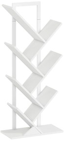 HOMCOM Estante em Forma de Árvore de 7 Níveis Estante de Livros com 7 Prateleiras e Estrutura de Aço  50x24x109 cm Branco | Aosom Portugal
