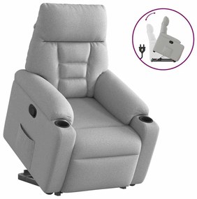 vidaXL Poltrona reclinável elevatória tecido cinzento-nublado