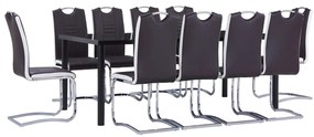 vidaXL 11 pcs conjunto de jantar couro artificial castanho