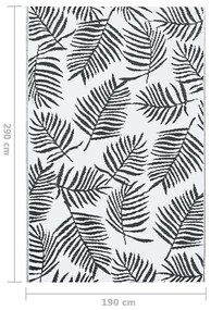 Tapete de exterior 190x290 cm ARAKIL PP branco e preto