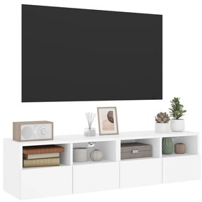 Móveis de parede p/ TV 2pcs 60x30x30cm derivados madeira branco