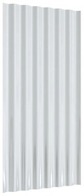 Painéis de telhado 12 pcs 80x36 cm aço revestido a pó prateado